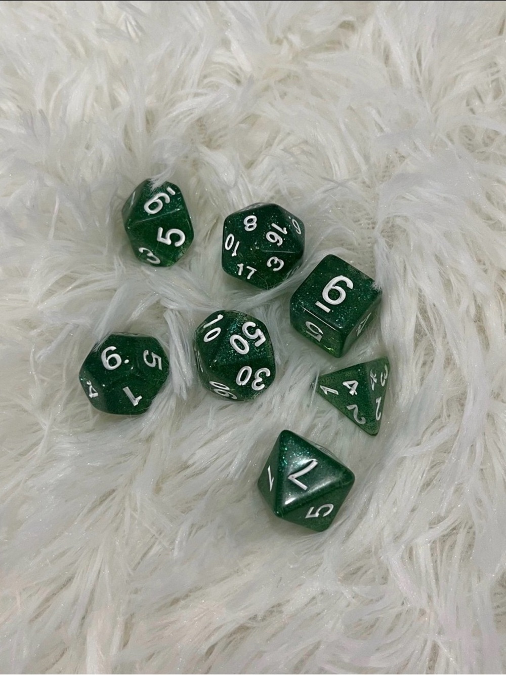 Glitter Pine Green Polyhedral Dice Set